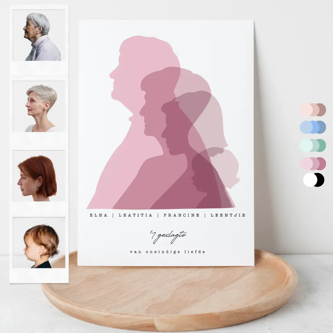 Generational Family Silhouette Print – Personalised Names Gift