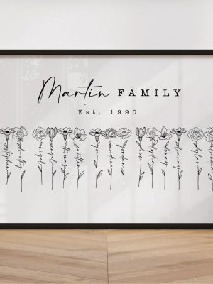 Deconstructed Family Birth Flower Print – Minimalist Botanical Art
