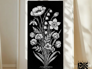 Blocked Ink Birth Flower Print – Personalised Black & White Floral Art