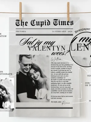 Personalised Love Newspaper Print – Custom Couple Photo Gift