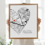 Personalised Love Map Print – Custom Location & Coordinates Art