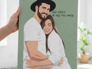 Custom Colour Couple Illustration – Personalised Portrait from Photo