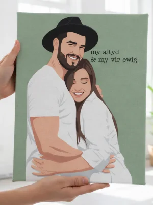 Custom Colour Couple Illustration – Personalised Portrait from Photo