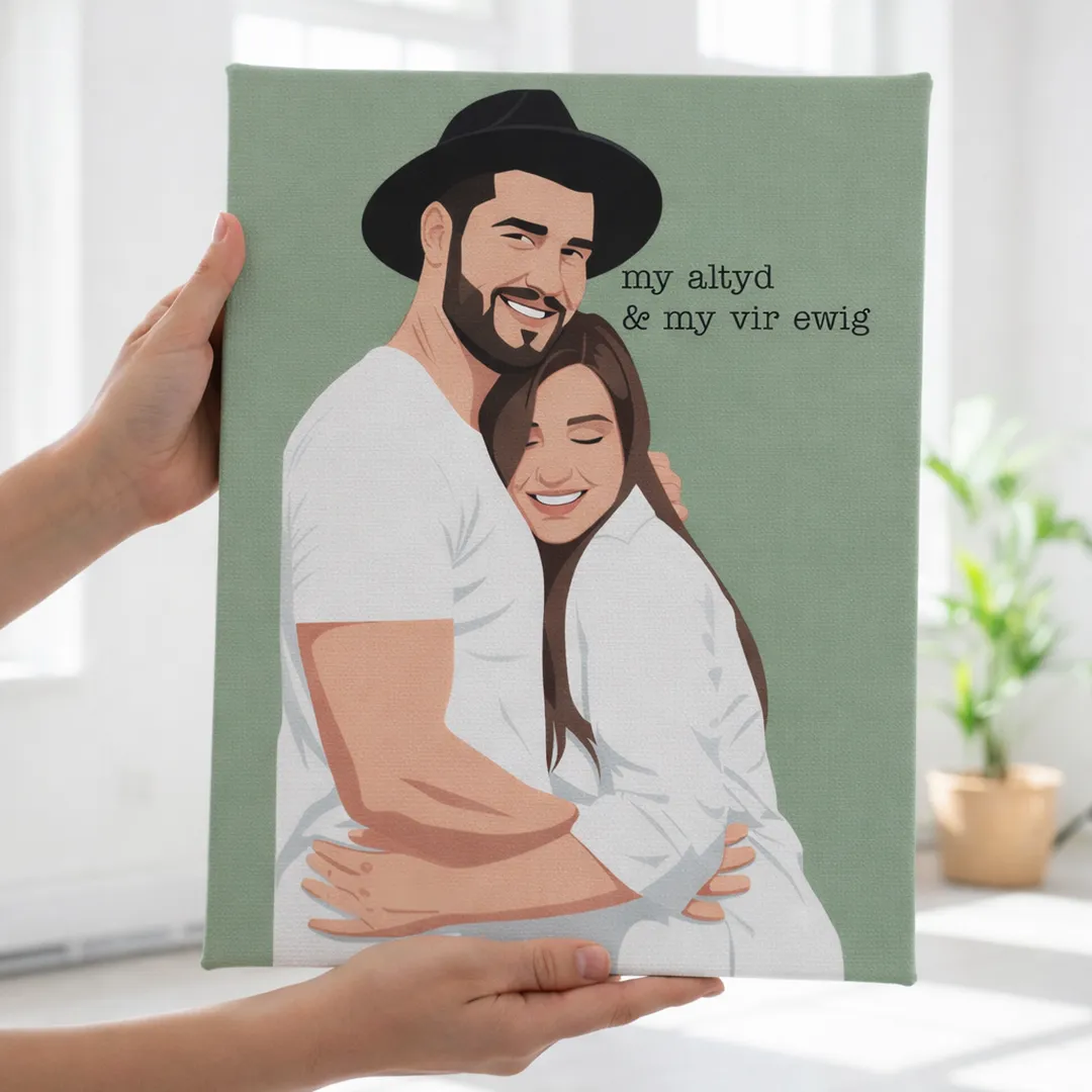 Custom Colour Couple Illustration – Personalised Portrait from Photo