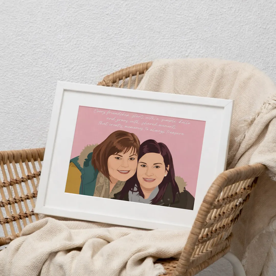 Custom Colour Couple Illustration – Personalised Portrait from Photo - Image 5