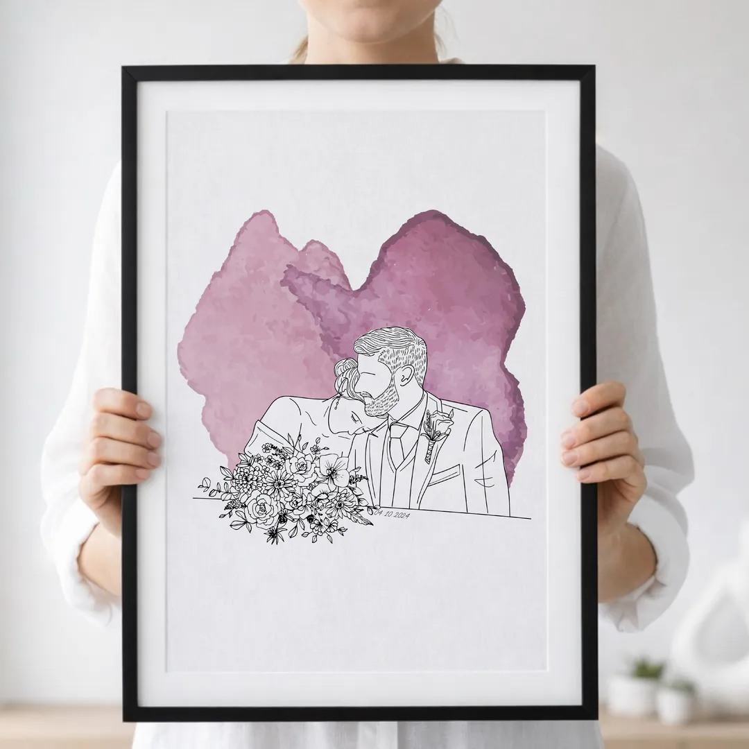 Custom Line Art Portrait from Photo – Personalised Minimalist Gift
