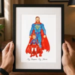 Superhero Dad Custom Illustration – Personalised Father’s Gift