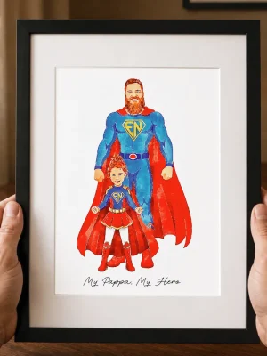 Superhero Dad Custom Illustration – Personalised Father’s Gift