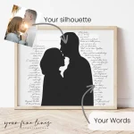 Personalised Couple Silhouette Art – Custom Photo & Text Gift