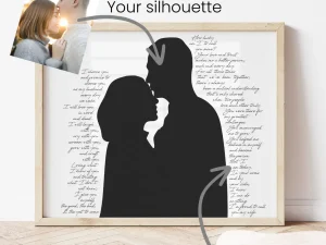 Personalised Couple Silhouette Art – Custom Photo & Text Gift