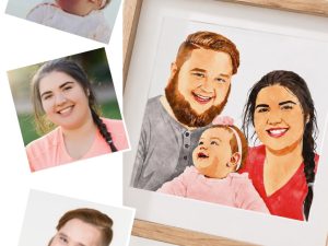Custom Watercolour Family Portrait – Combine Multiple Photos