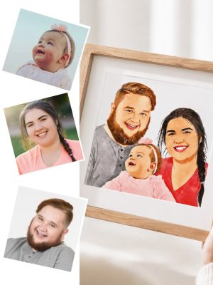Custom Watercolour Family Portrait – Combine Multiple Photos