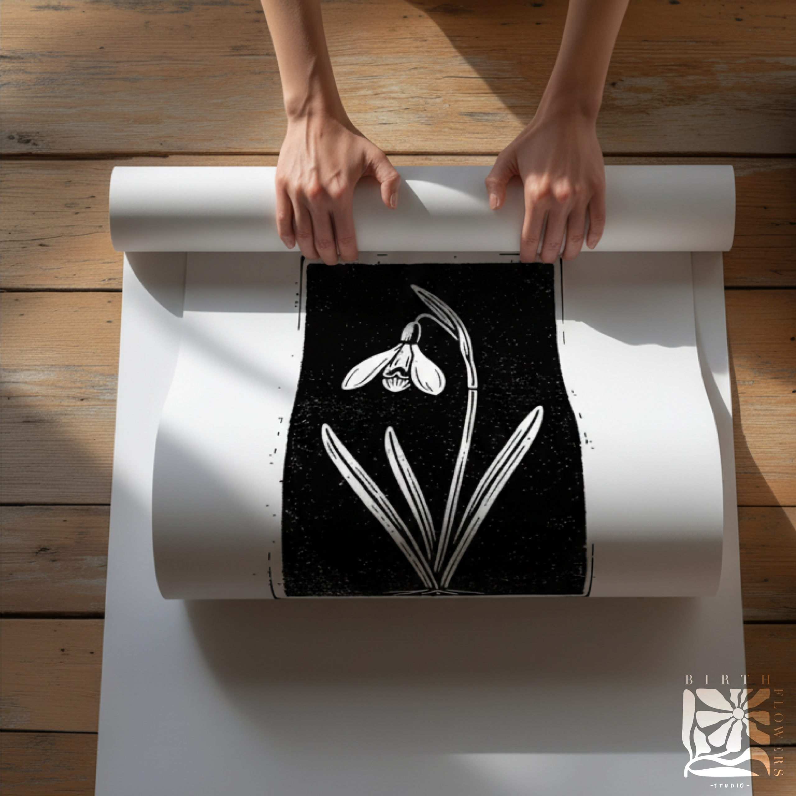 Blocked Ink Birth Flower Print – Personalised Black & White Floral Art - Image 6